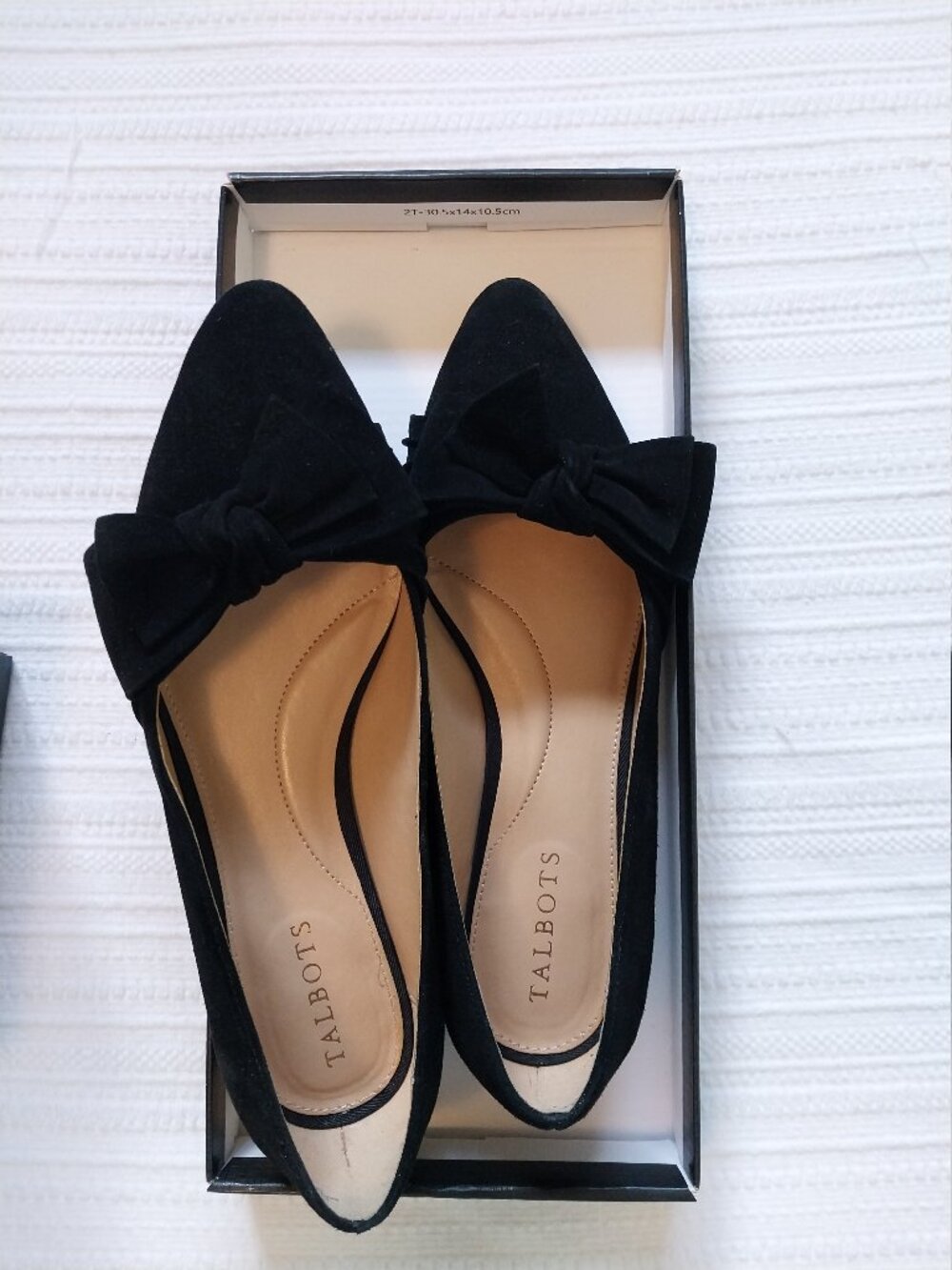 Talbots Black Edison Suede Flats with Bow